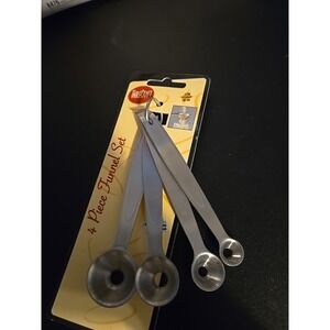 Funnel Measuring Spoon Set Stainless Steel Spices Oils Kitchen Cooks Spice Jars